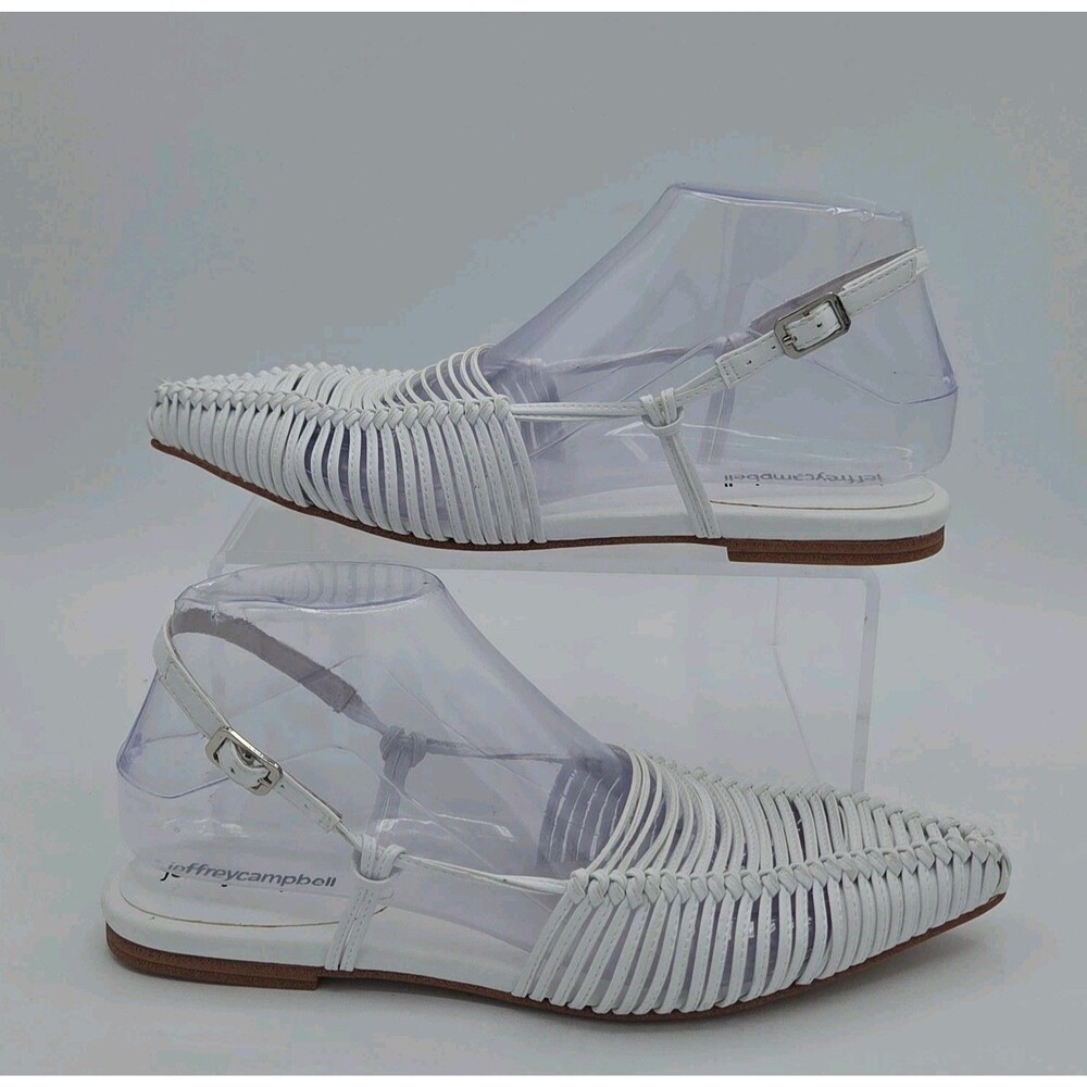 Jeffrey Campbell Myron Slingback Flats Womens Size 7.5 White Woven Pointed Toe